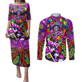 Autism Awareness Australia Fremantle Freo Couples Matching Puletasi and Long Sleeve Button Shirt Aboriginal Indigenous Art