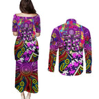 Autism Awareness Australia Fremantle Freo Couples Matching Puletasi and Long Sleeve Button Shirt Aboriginal Indigenous Art