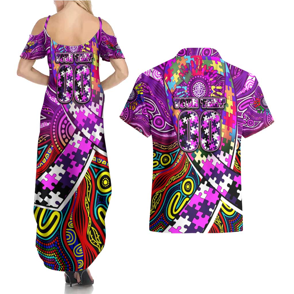Autism Awareness Australia Fremantle Freo Couples Matching Summer Maxi Dress and Hawaiian Shirt Aboriginal Indigenous Art