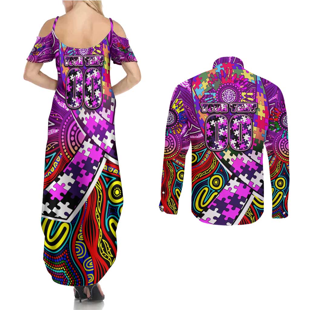 Autism Awareness Australia Fremantle Freo Couples Matching Summer Maxi Dress and Long Sleeve Button Shirt Aboriginal Indigenous Art