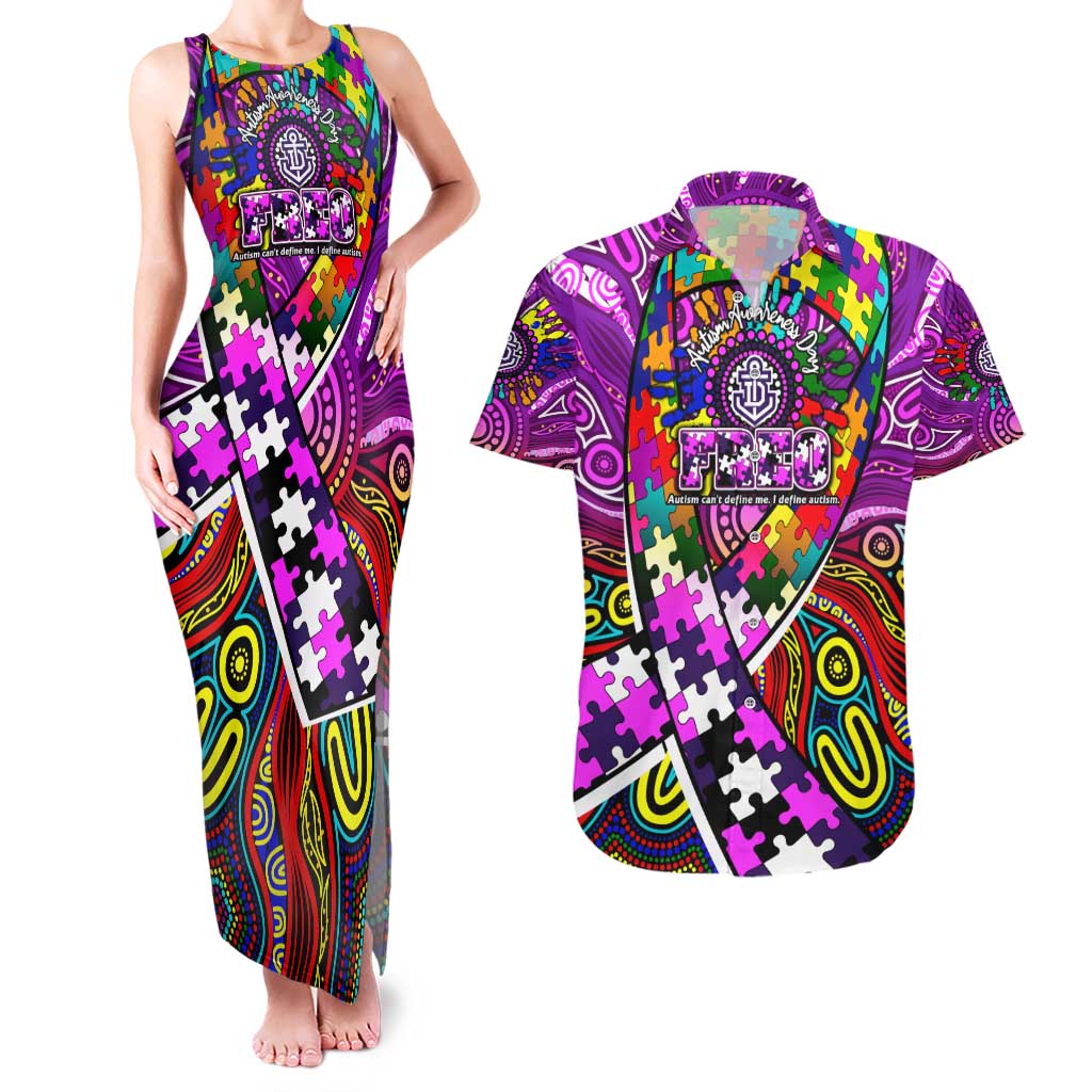 Autism Awareness Australia Fremantle Freo Couples Matching Tank Maxi Dress and Hawaiian Shirt Aboriginal Indigenous Art