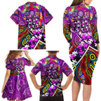Autism Awareness Australia Fremantle Freo Family Matching Long Sleeve Bodycon Dress and Hawaiian Shirt Aboriginal Indigenous Art