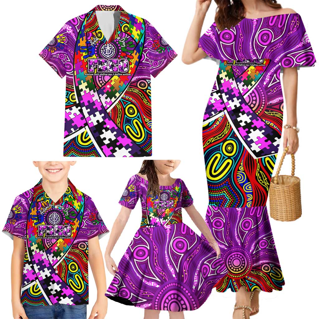 Autism Awareness Australia Fremantle Freo Family Matching Mermaid Dress and Hawaiian Shirt Aboriginal Indigenous Art