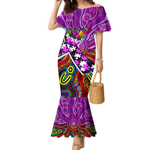Autism Awareness Australia Fremantle Freo Family Matching Mermaid Dress and Hawaiian Shirt Aboriginal Indigenous Art