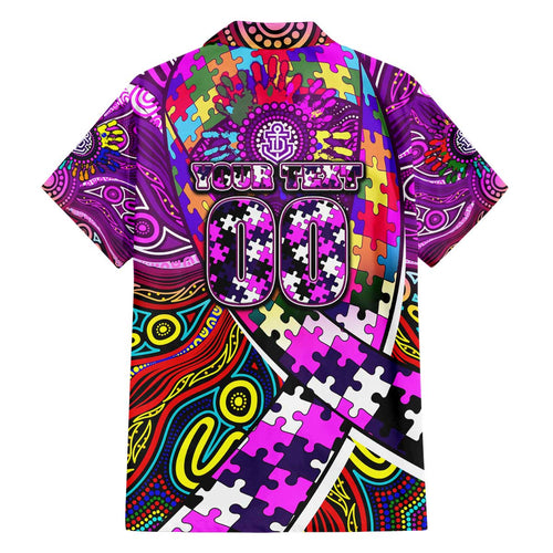 Autism Awareness Australia Fremantle Freo Family Matching Off The Shoulder Long Sleeve Dress and Hawaiian Shirt Aboriginal Indigenous Art