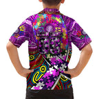 Autism Awareness Australia Fremantle Freo Family Matching Off Shoulder Maxi Dress and Hawaiian Shirt Aboriginal Indigenous Art