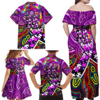 Autism Awareness Australia Fremantle Freo Family Matching Off Shoulder Maxi Dress and Hawaiian Shirt Aboriginal Indigenous Art