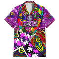 Autism Awareness Australia Fremantle Freo Family Matching Off Shoulder Maxi Dress and Hawaiian Shirt Aboriginal Indigenous Art