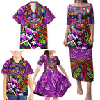 Autism Awareness Australia Fremantle Freo Family Matching Puletasi and Hawaiian Shirt Aboriginal Indigenous Art