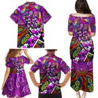 Autism Awareness Australia Fremantle Freo Family Matching Puletasi and Hawaiian Shirt Aboriginal Indigenous Art