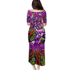 Autism Awareness Australia Fremantle Freo Family Matching Puletasi and Hawaiian Shirt Aboriginal Indigenous Art