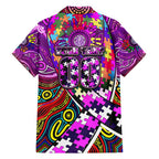 Autism Awareness Australia Fremantle Freo Family Matching Short Sleeve Bodycon Dress and Hawaiian Shirt Aboriginal Indigenous Art