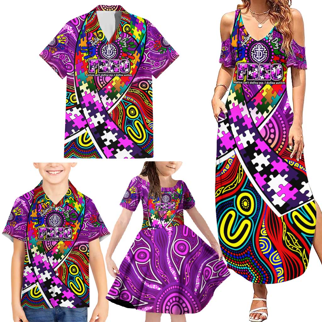 Autism Awareness Australia Fremantle Freo Family Matching Summer Maxi Dress and Hawaiian Shirt Aboriginal Indigenous Art