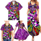 Autism Awareness Australia Fremantle Freo Family Matching Summer Maxi Dress and Hawaiian Shirt Aboriginal Indigenous Art