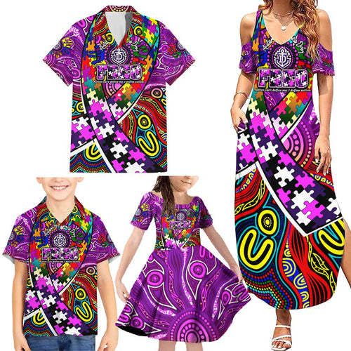 Autism Awareness Australia Fremantle Freo Family Matching Summer Maxi Dress and Hawaiian Shirt Aboriginal Indigenous Art