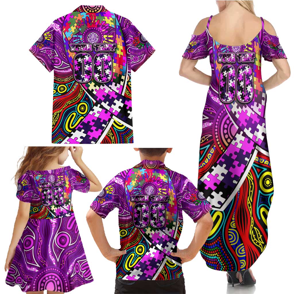 Autism Awareness Australia Fremantle Freo Family Matching Summer Maxi Dress and Hawaiian Shirt Aboriginal Indigenous Art