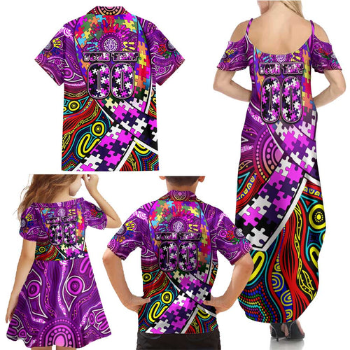 Autism Awareness Australia Fremantle Freo Family Matching Summer Maxi Dress and Hawaiian Shirt Aboriginal Indigenous Art