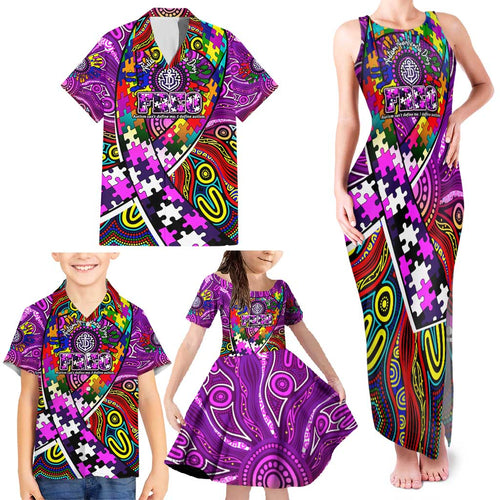 Autism Awareness Australia Fremantle Freo Family Matching Tank Maxi Dress and Hawaiian Shirt Aboriginal Indigenous Art
