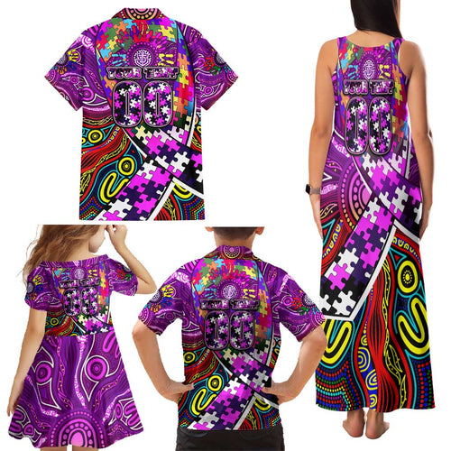 Autism Awareness Australia Fremantle Freo Family Matching Tank Maxi Dress and Hawaiian Shirt Aboriginal Indigenous Art