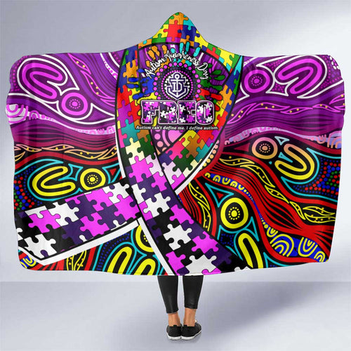 Autism Awareness Australia Fremantle Freo Hooded Blanket Aboriginal Indigenous Art