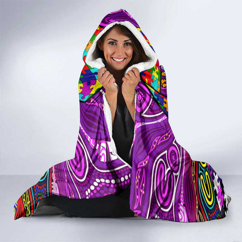 Autism Awareness Australia Fremantle Freo Hooded Blanket Aboriginal Indigenous Art