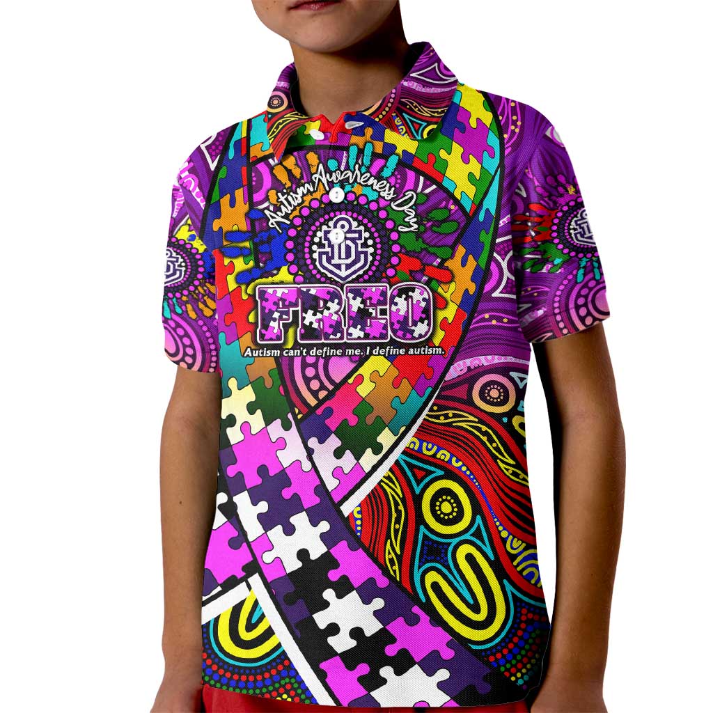 Autism Awareness Australia Fremantle Freo Kid Polo Shirt Aboriginal Indigenous Art