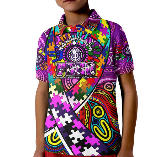 Autism Awareness Australia Fremantle Freo Kid Polo Shirt Aboriginal Indigenous Art