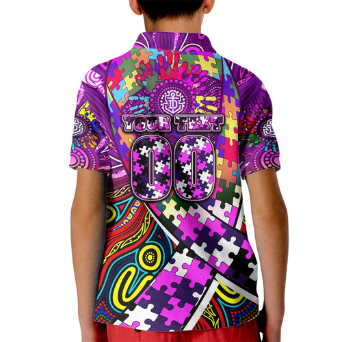 Autism Awareness Australia Fremantle Freo Kid Polo Shirt Aboriginal Indigenous Art