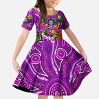 Autism Awareness Australia Fremantle Freo Kid Short Sleeve Dress Aboriginal Indigenous Art