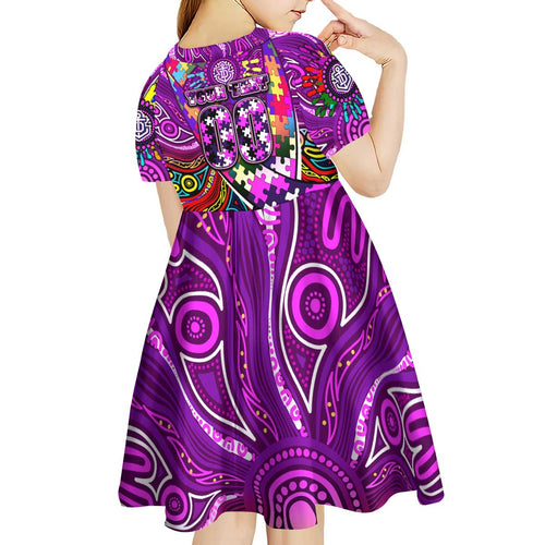 Autism Awareness Australia Fremantle Freo Kid Short Sleeve Dress Aboriginal Indigenous Art