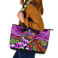 Autism Awareness Australia Fremantle Freo Leather Tote Bag Aboriginal Indigenous Art