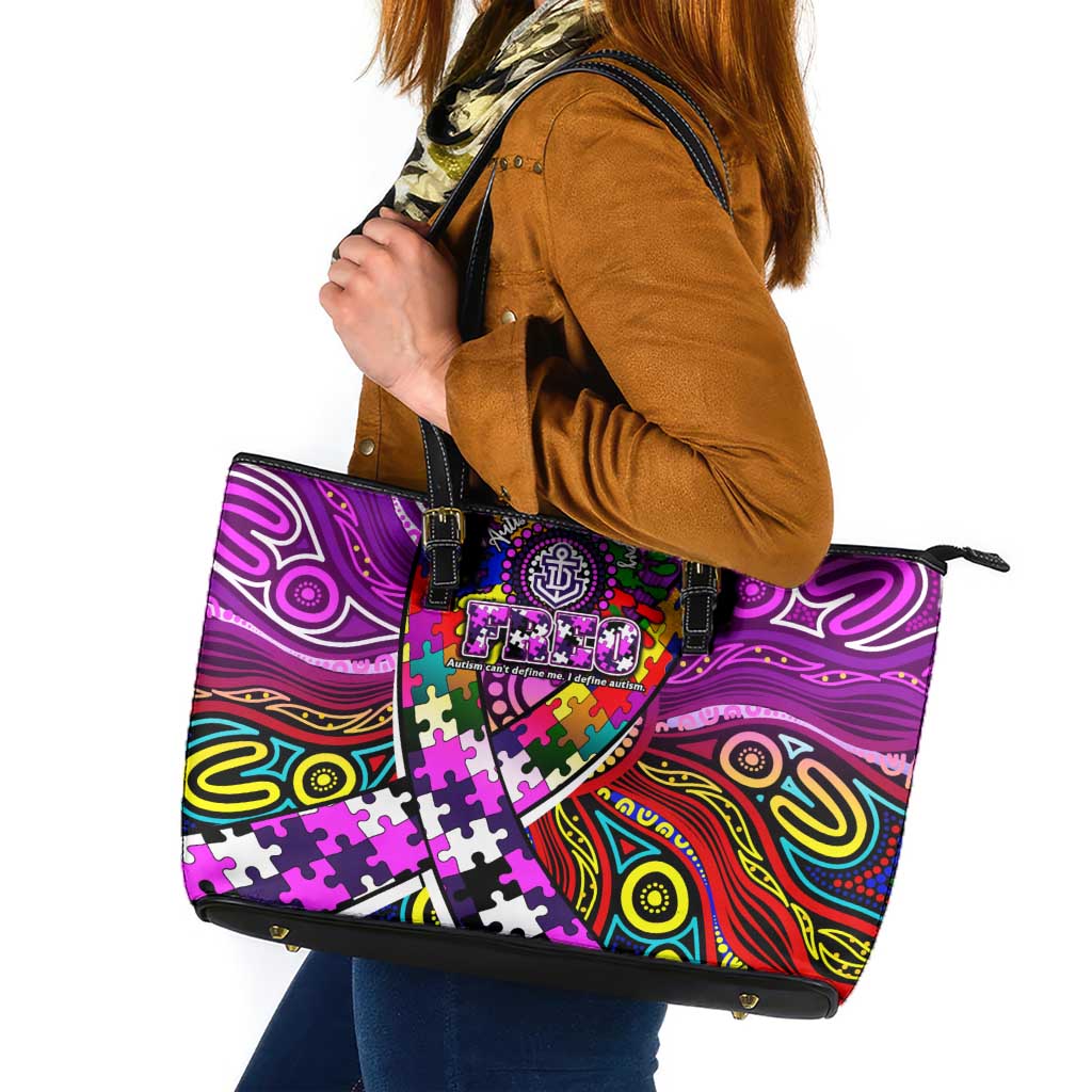 Autism Awareness Australia Fremantle Freo Leather Tote Bag Aboriginal Indigenous Art