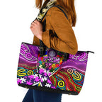 Autism Awareness Australia Fremantle Freo Leather Tote Bag Aboriginal Indigenous Art