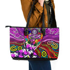 Autism Awareness Australia Fremantle Freo Leather Tote Bag Aboriginal Indigenous Art