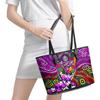 Autism Awareness Australia Fremantle Freo Leather Tote Bag Aboriginal Indigenous Art
