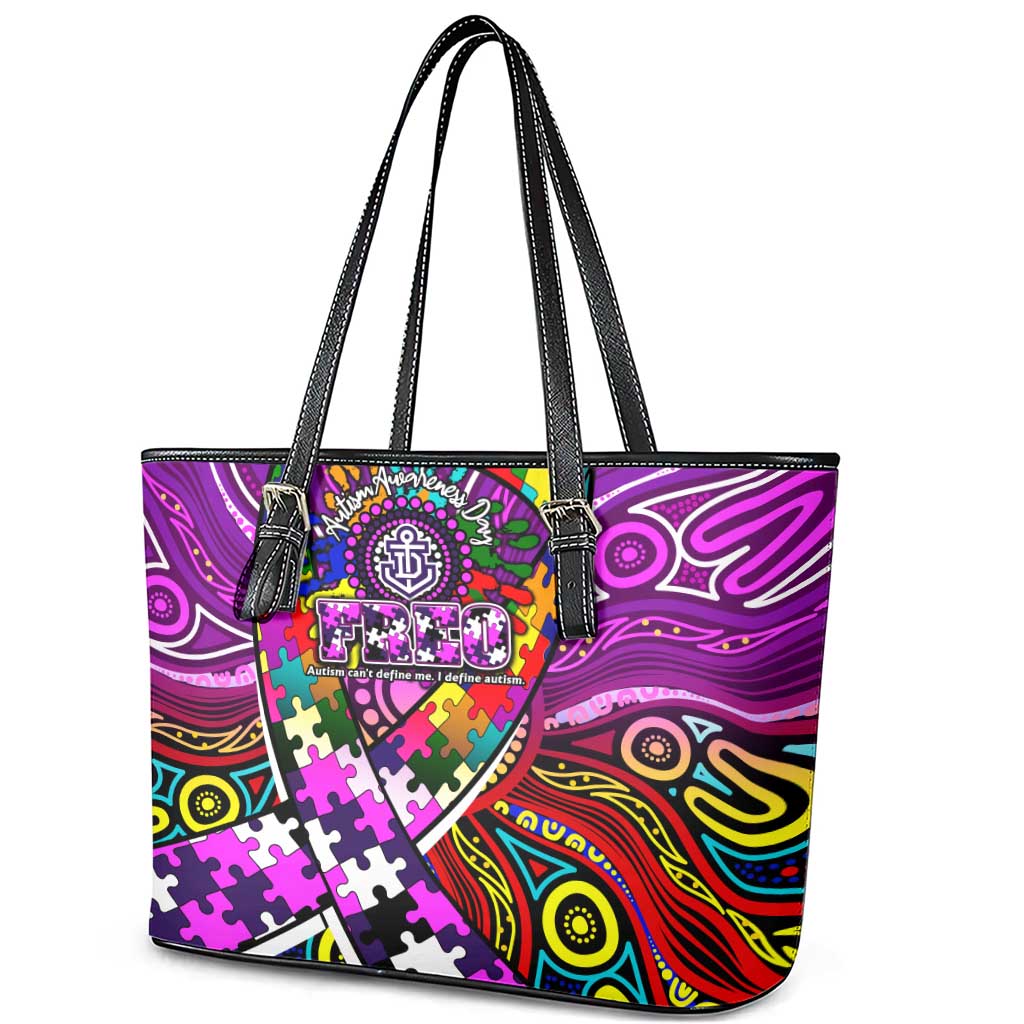 Autism Awareness Australia Fremantle Freo Leather Tote Bag Aboriginal Indigenous Art