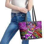 Autism Awareness Australia Fremantle Freo Leather Tote Bag Aboriginal Indigenous Art