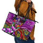 Autism Awareness Australia Fremantle Freo Leather Tote Bag Aboriginal Indigenous Art