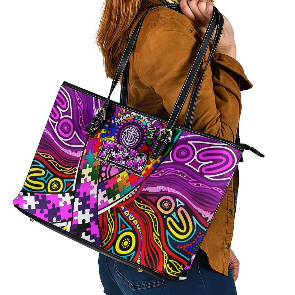 Autism Awareness Australia Fremantle Freo Leather Tote Bag Aboriginal Indigenous Art
