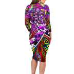Autism Awareness Australia Fremantle Freo Long Sleeve Bodycon Dress Aboriginal Indigenous Art