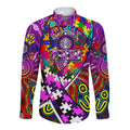 Autism Awareness Australia Fremantle Freo Long Sleeve Button Shirt Aboriginal Indigenous Art