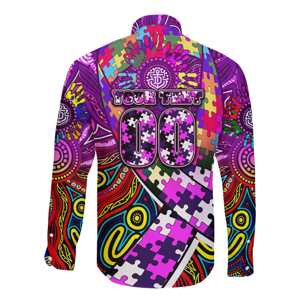 Autism Awareness Australia Fremantle Freo Long Sleeve Button Shirt Aboriginal Indigenous Art