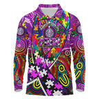 Autism Awareness Australia Fremantle Freo Long Sleeve Polo Shirt Aboriginal Indigenous Art