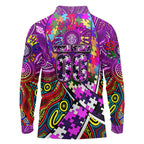 Autism Awareness Australia Fremantle Freo Long Sleeve Polo Shirt Aboriginal Indigenous Art