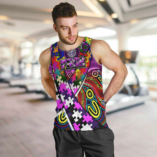 Autism Awareness Australia Fremantle Freo Men Tank Top Aboriginal Indigenous Art