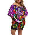 Autism Awareness Australia Fremantle Freo Off Shoulder Short Dress Aboriginal Indigenous Art