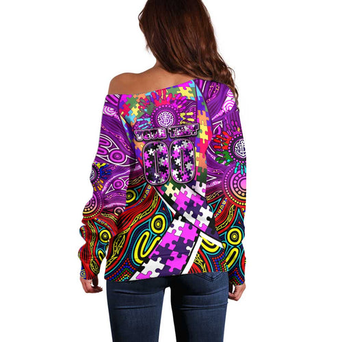 Autism Awareness Australia Fremantle Freo Off Shoulder Sweater Aboriginal Indigenous Art