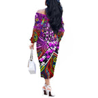 Autism Awareness Australia Fremantle Freo Off The Shoulder Long Sleeve Dress Aboriginal Indigenous Art