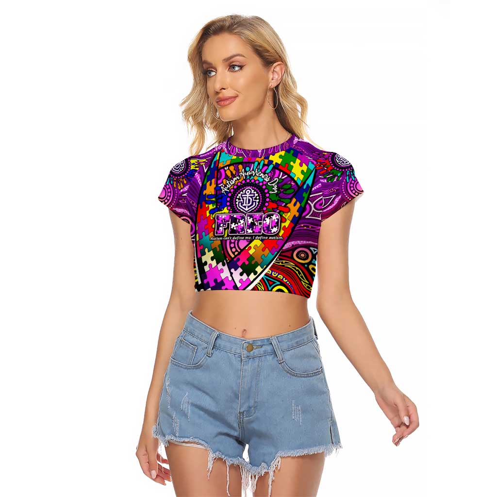 Autism Awareness Australia Fremantle Freo Raglan Cropped T Shirt Aboriginal Indigenous Art