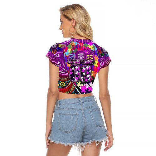 Autism Awareness Australia Fremantle Freo Raglan Cropped T Shirt Aboriginal Indigenous Art